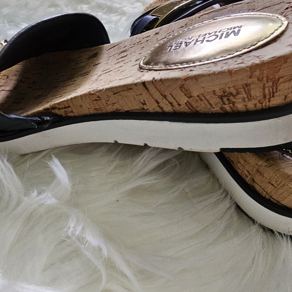 MICHAEL KORS WARREN LOW NAVY / GOLD / WHITE CORK SLIDE SANDAL - Picture 8 of 8